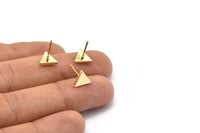 Gold Triangle Earring, 6 Gold Plated Brass Triangle Stud Earrings (8mm) D1465