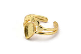 Gold Ring Setting, Gold Plated Brass Drop Rings With 1 Stone Setting - Pad Size 9x6mm V047 V077 Q0832