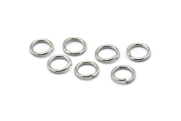 Silver Jump Ring, 100 Silver Tone Brass Jump Rings (9x1.2mm) A1010