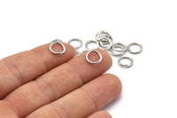 Silver Jump Ring, 100 Silver Tone Brass Jump Rings (9x1.2mm) A1010