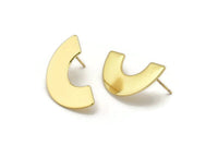 Gold Geometric Earring, 2 Gold Plated Brass Semi Circle Blanks Stud Earrings (30x15x8x0.8mm) BS 1823 A1191 Q1022