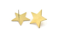 Brass Star Earring, 8 Raw Brass Star Stud Earrings (22x1mm) BS 1859 A1812