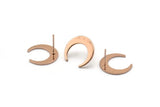 Rose Gold Moon Earring, 4 Rose Gold Plated Brass Crescent Moon Stud Earrings (18x4x1mm) D1295 A1312 H0138