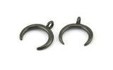 Black Moon Charms, 2 Oxidized Brass Black Crescent Moon Charms With 1 Loop, Pendants, Earrings, Findings (18x17.5mm) E094