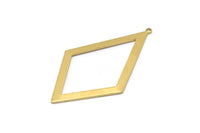 Brass Diamond Charm, 8 Raw Brass Rhombus Charms With 1 Loop, Pendants, Earrings, Findings (55x31x1mm) D0703