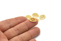 Gold Leaf Charm, 12 Gold Plated Brass Leaf Charms With 1 Hole, Earrings, Findings (14x11x0.80mm) D1073 Q0857