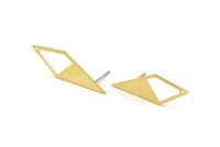 Brass Diamond Earring, 8 Raw Brass Rhombus Stud Earrings With 1 Hole, Earrings (33x12x10,80m) D0670 A1818