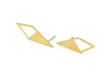 Brass Diamond Earring, 8 Raw Brass Rhombus Stud Earrings With 1 Hole, Earrings (33x12x10,80m) D0670 A1818