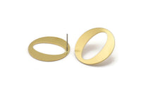 Brass Round Earring, 6 Raw Brass Circle Stud Earrings (25x0.80mm) D1109 A1256