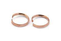 Rose Gold Adjustable Rings, 6 Rose Gold Plated Brass Adjustable Rings (19mm) MN49