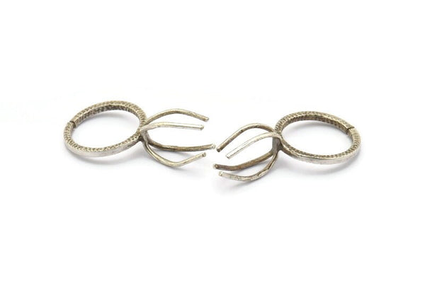 Claw Ring Settings, 25 Antique Silver Plated 4 Claw Ring Blanks For Natural Stones N0046 H0355