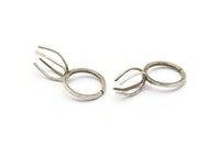 Claw Ring Settings, 25 Antique Silver Plated 4 Claw Ring Blanks For Natural Stones N0046 H0355