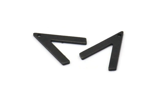 Black V Shape, 12 Oxidized Black Brass V Shaped Charms With 1 Hole (19x15x1mm) M01166 H1276