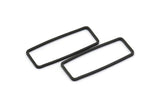 Black Rectangle Charm, 24 Oxidized Brass Black Rectangle Charms (11.4x30.2x1mm) D0330 S496