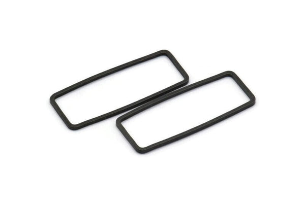 Black Rectangle Charm, 24 Oxidized Brass Black Rectangle Charms (11.4x30.2x1mm) D0330 S496