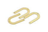 Gold Geometric Charm, 4 Textured Gold Plated Brass U Shaped Pendants With 3 Holes, Charms, Findings (28x20x0.80mm) D875 Q0785