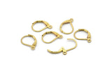 Brass Earring Clasp, 50 Raw Brass Earring Clasps With 1 Loop (13x10mm) BS 2300