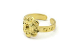 Brass Ring Setting, 2 Raw Brass Flower Ring With 1 Stone Settings - Pad Size 4mm N2011