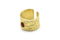 Brass Royal Ring, Raw Brass Royal Ring With 1 Stone Settings - Pad Size 6x4mm N2014