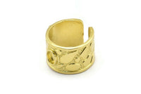 Brass Royal Ring, Raw Brass Royal Ring With 1 Stone Settings - Pad Size 6x4mm N2014