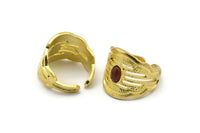 Brass Royal Ring, Raw Brass Royal Ring With 1 Stone Settings - Pad Size 6x4mm N2020