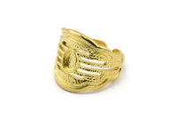 Brass Royal Ring, Raw Brass Royal Ring With 1 Stone Settings - Pad Size 6x4mm N2020