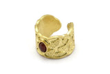 Brass Royal Ring, Raw Brass Royal Ring With 1 Stone Settings - Pad Size 6x4mm N2010