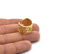 Brass Royal Ring, Raw Brass Royal Ring With 1 Stone Settings - Pad Size 6x4mm N2010