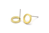 Brass Circle Earring, 10 Raw Brass Circle Stud Earrings (9x1.5mm) D0547 A2041