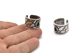 Silver Royal Ring, Antique Silver Plated Brass Royal Ring With 1 Stone Settings - Pad Size 6x4mm N2014 H1452