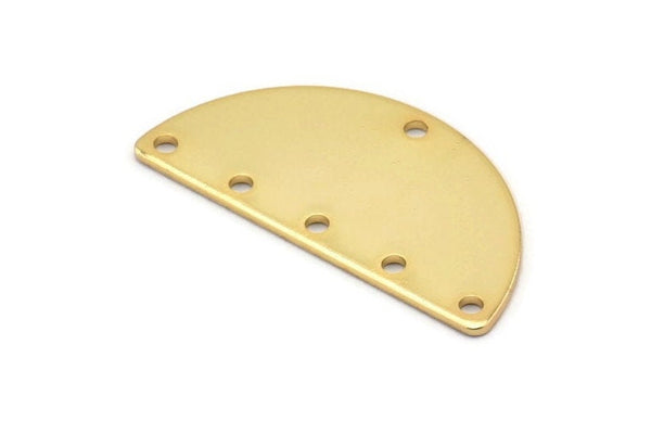 Gold Half Moon Charm, 2 Gold Plated Brass Semi Circle Blanks With 6 Holes (30x15x0.80mm) B0161 Q0442