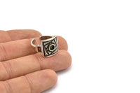 Silver Royal Ring, Antique Silver Plated Brass Royal Ring With 1 Stone Settings - Pad Size 4mm N2002 H1454