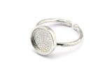 Silver Ring Settings, 925 Silver Round Shaped Ring With 1 Stone Setting - Pad Size 9mm N1766