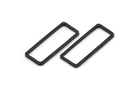 Black Rectangle Charm, 50 Oxidized Brass Black Rectangle Charms (9x24mm) D0193 S497