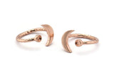 Rose Gold Ring Settings, 2 Rose Gold Plated Brass Moon And Planet Ring With 1 Stone Setting - Pad Size 3mm N1020 Q0954