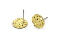 Brass Round Earring, 12 Raw Brass Round Stud Earrings With 1 Hole (10x0.80mm) E172 A2026