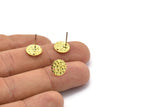 Brass Round Earring, 12 Raw Brass Round Stud Earrings With 1 Hole (10x0.80mm) E172 A2026