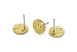 Brass Round Earring, 12 Raw Brass Round Stud Earrings With 1 Hole (10x0.80mm) E172 A2026