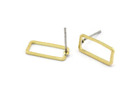 Brass Rectangle Earring, 12 Raw Brass Rectangle Stud Earrings (7x15x0.80mm) D0326 A2054