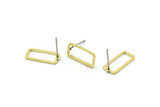 Brass Rectangle Earring, 12 Raw Brass Rectangle Stud Earrings (7x15x0.80mm) D0326 A2054