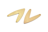 Gold Letter Charm, 2 Textured Gold Plated Brass V Shape Connectors With 2 Holes, Findings (31x22.5x0.80mm) D995 Q0869