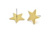 Brass Star Earring, 12 Raw Brass Star Stud Earrings (15x16x1mm) BS 1860 A2047