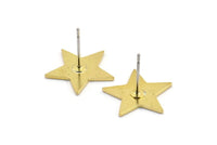 Brass Star Earring, 12 Raw Brass Star Stud Earrings (15x16x1mm) BS 1860 A2047