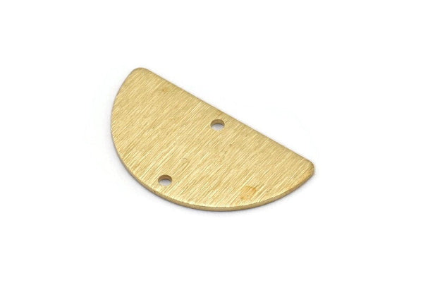 Semi Circle Charm, 12 Raw Brass Textured Half Moon Blanks With 2 Holes, Earrings, Pendants (24x13x0.80mm) D896