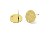 Brass Round Earring, 8 Textured Raw Brass Round Stud Earrings With 1 Hole (12x0.70mm) E081 A2010