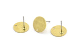 Brass Round Earring, 8 Textured Raw Brass Round Stud Earrings With 1 Hole (12x0.70mm) E081 A2010