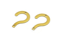 Brass Question Mark Charm, 24 Raw Brass Question Mark Charms With 2 Holes,  Earrings, Findings (24x16x0.80mm) A1295