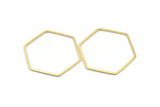 Gold Hexagon Charm, 12 Gold Tone Brass Hexagon Ring Charms, Connectors (40x1mm) D1605