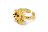 Gold Eye Ring, Gold Plated Brass Eye Ring With 1 Stone Settings - Pad Size 5mm N1786