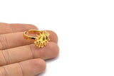 Gold Eye Ring, Gold Plated Brass Eye Ring With 1 Stone Settings - Pad Size 5mm N1786